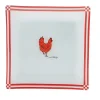 Gifi Assiette à dessert carrée blanc et rouge design poule