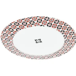 Gifi Assiette à dessert collection folk gris rouge