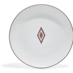 Gifi Assiette à dessert décor gris avec liseré rouge