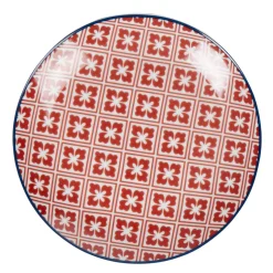 Gifi Assiette à dessert design carreaux de ciment rouge