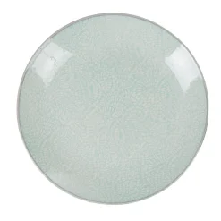 Gifi Assiette à dessert design goutte beige liseré bleu clair