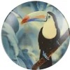 Gifi Assiette à dessert en faïence imprimé exotique toucan