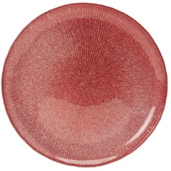 Gifi Assiette à dessert en verre strié rouge
