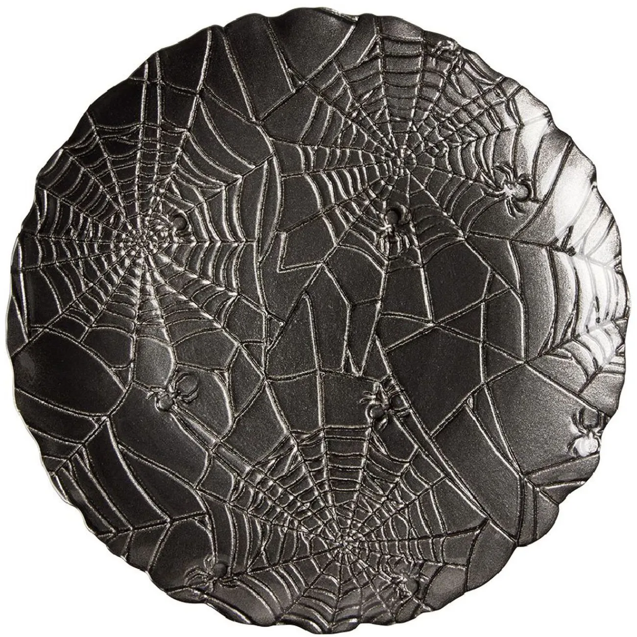 Gifi Assiette à dessert en verre Halloween design toile d'araignée Ø21cm