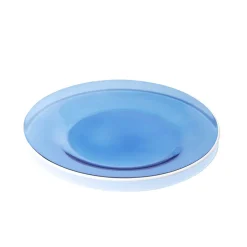 Gifi Assiette à dessert en verre bleu bord blanc Ø20cm