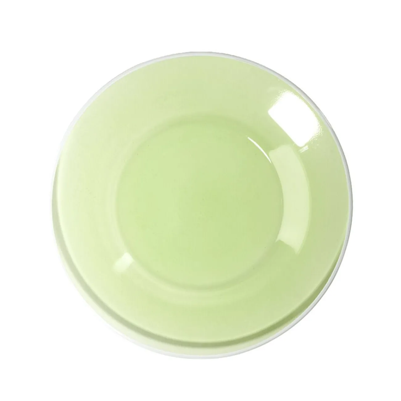 Gifi Assiette à dessert en verre vert bord blanc Ø20cm
