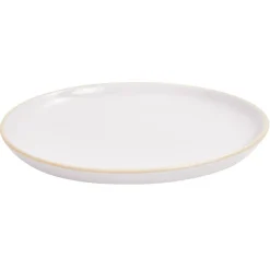 Gifi Assiette à dessert faïence gris avec liseré crème