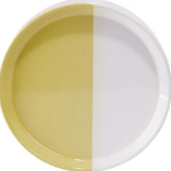 Gifi Assiette à dessert faïence blanc et beige Ø19cm