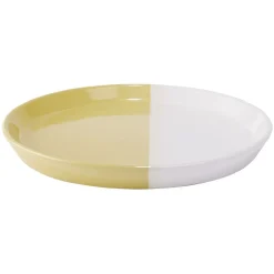 Gifi Assiette à dessert faïence blanc et beige Ø19cm