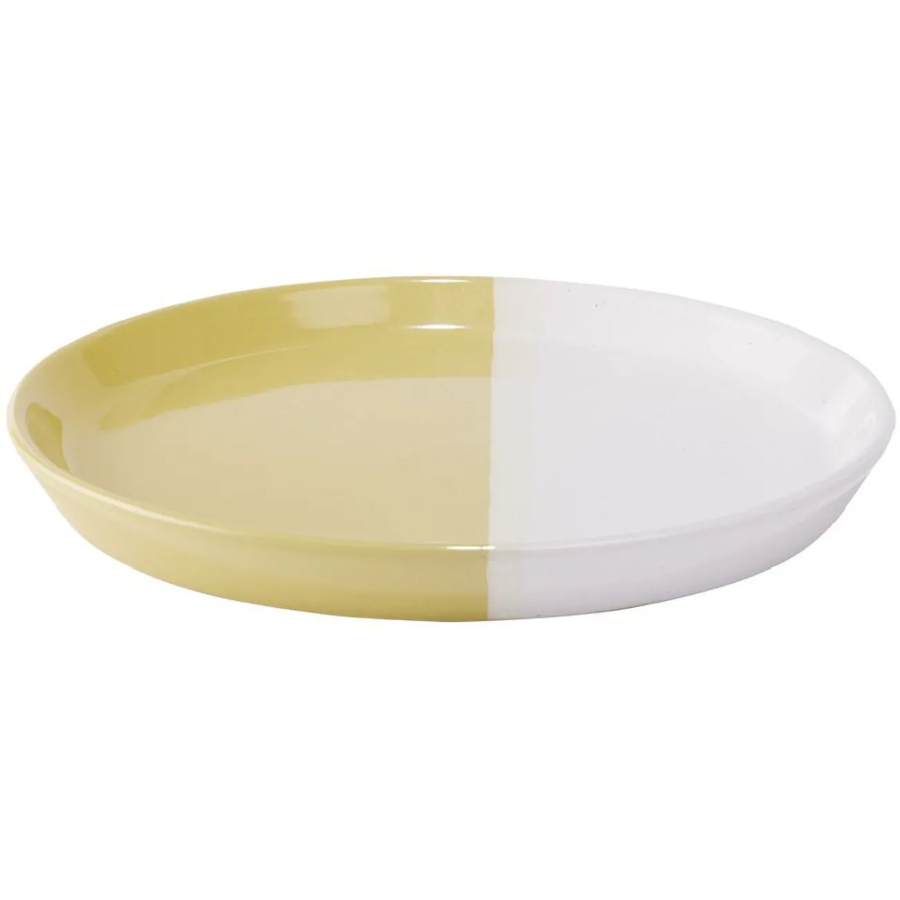 Gifi Assiette à dessert faïence blanc et beige Ø19cm