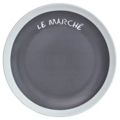 Gifi Assiette à dessert grise contour blanc inscription Le marché