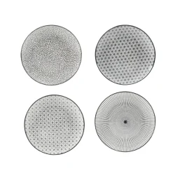 Gifi Assiette à dessert Helsinki décor noir blanc x4