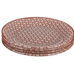 Gifi Assiette à dessert Micro blanc et rouge fleurs à pois x4