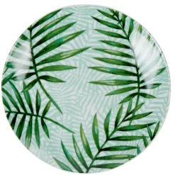 Gifi Assiette à dessert motif feuillage vert