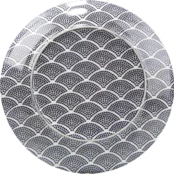 Gifi Assiette à dessert motif vague japonaise bleue et blanche