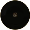 Gifi Assiette à dessert noire design médaillon doré