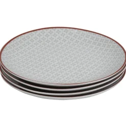 Gifi Assiette à dessert Oreige décor trèfles à bord rouge x4