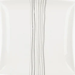 Gifi Assiette à dessert porcelaine blanche lignes grises