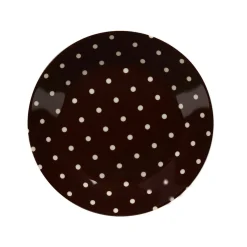 Gifi Assiette à dessert porcelaine chocolat pois ivoire