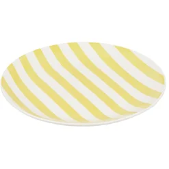 Gifi Assiette à dessert porcelaine rayure bicolore Ø16cm
