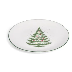 Gifi Assiette à dessert porcelaine blanche motif sapin de Noël Ø19cm