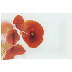 Gifi Assiette à dessert rectangulaire motif coquelicot