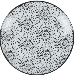 Gifi Assiette à dessert ronde blanche et noire Sara