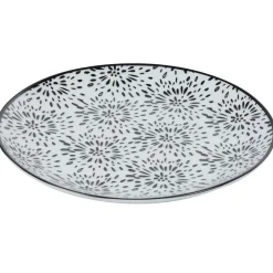 Gifi Assiette à dessert ronde blanche et noire Sara