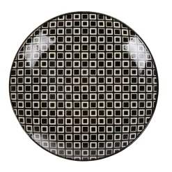 Gifi Assiette à dessert ronde blanche motif losange noir Etna