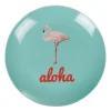 Gifi Assiette à dessert ronde bleu turquoise flamant rose aloha