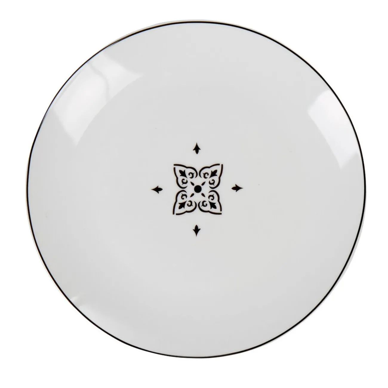 Gifi Assiette à dessert ronde carreaux de ciment blanc noir Dakar