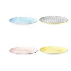 Gifi Assiette à dessert ronde carreau de ciment multicolore x4