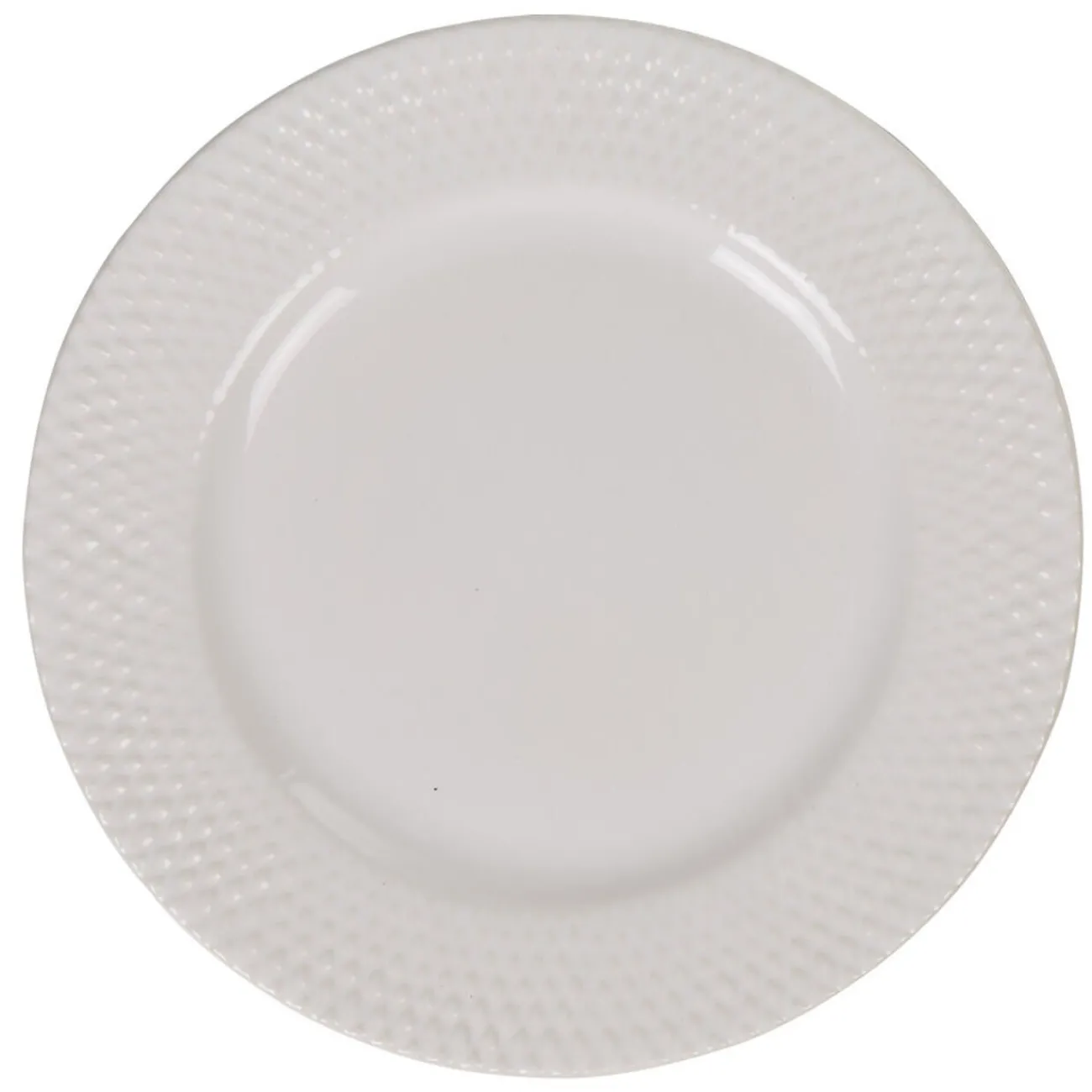 Gifi Assiette à dessert ronde céramique rebord embossé uni blanc