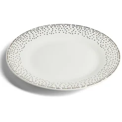Gifi Assiette à dessert ronde Ø19cm porcelaine pois blanc et doré