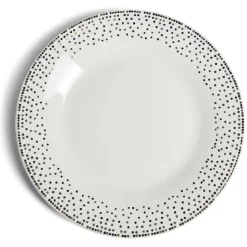 Gifi Assiette à dessert ronde Ø19cm porcelaine pois blanc et doré