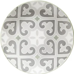 Gifi Assiette à dessert ronde motif carreau de ciment gris et blanc