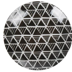 Gifi Assiette à dessert ronde porcelaine zig zag blanc gris