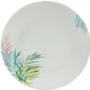 Gifi Assiette à dessert ronde porcelaine feuillage multicolore