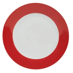 Gifi Assiette à dessert ronde rouge et blanche