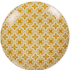 Gifi Assiette à dessert ronde rétro jaune moutarde Dolce Vita