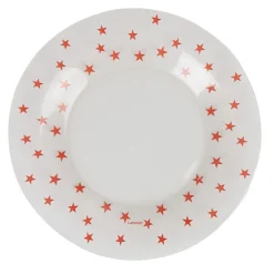 Gifi Assiette à dessert verre Zana givre étoiles rouges