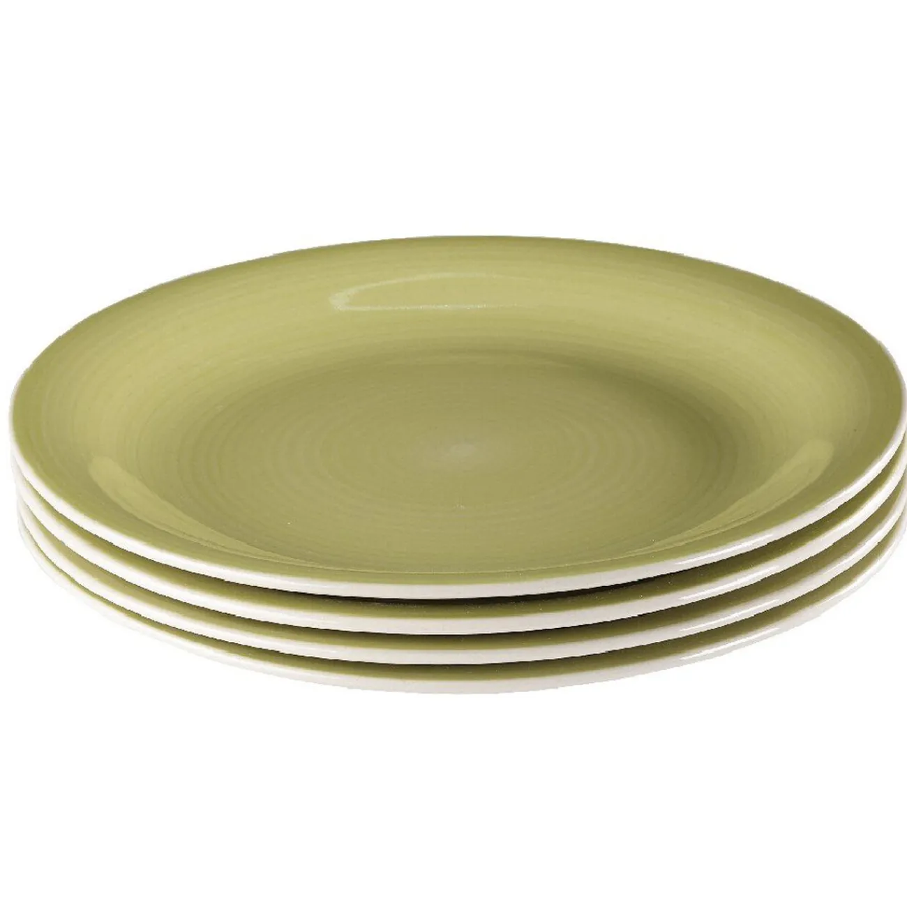 Gifi Assiette à dessert vert anis effet spirale x4