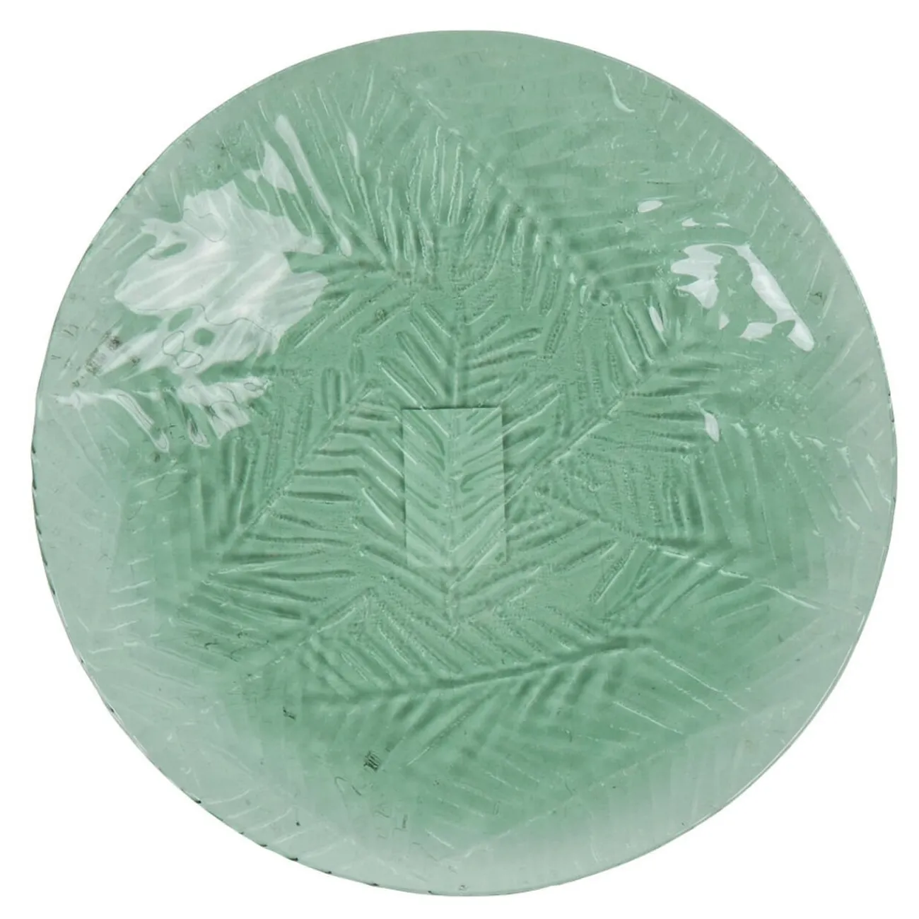 Gifi Assiette à dessert vert motif feuilles tropicales en relief