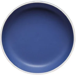 Gifi Assiette creuse en faïence bleu avec liseré blanc