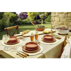 Gifi Assiette creuse faïence Terracotta avec liseré crème