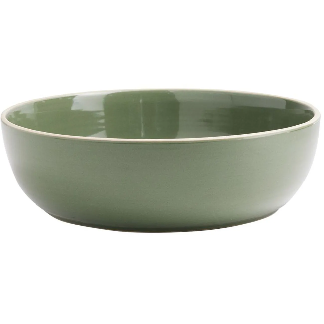 Gifi Assiette creuse faïence vert avec liseré crème