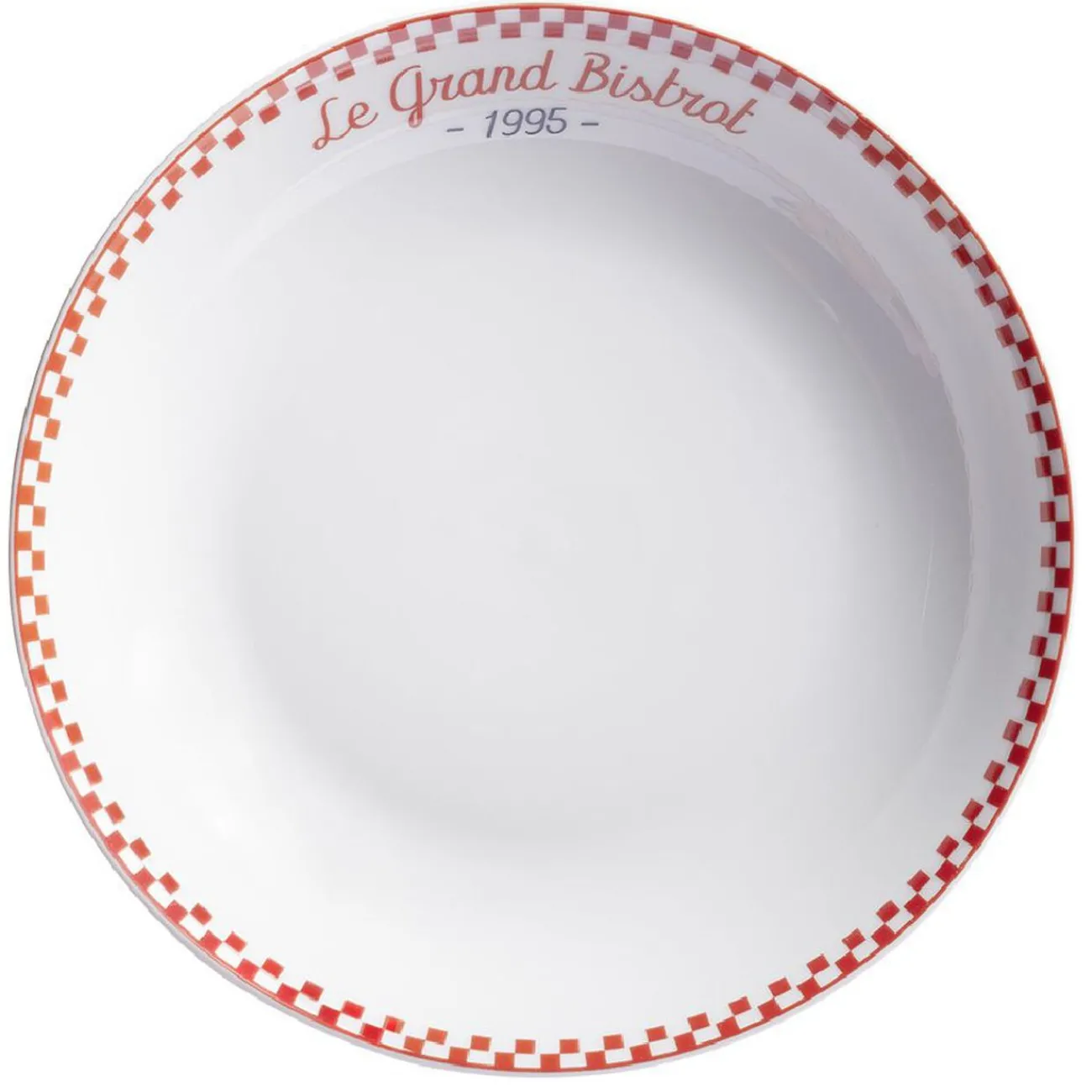 Gifi Assiette creuse Le grand bistrot contour damier rouge blanc
