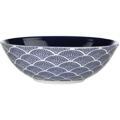 Gifi Assiette creuse motif vague japonaise bleue et blanche