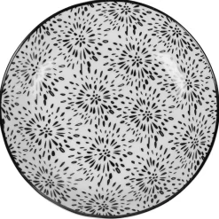 Gifi Assiette creuse ronde blanche et noire Sara