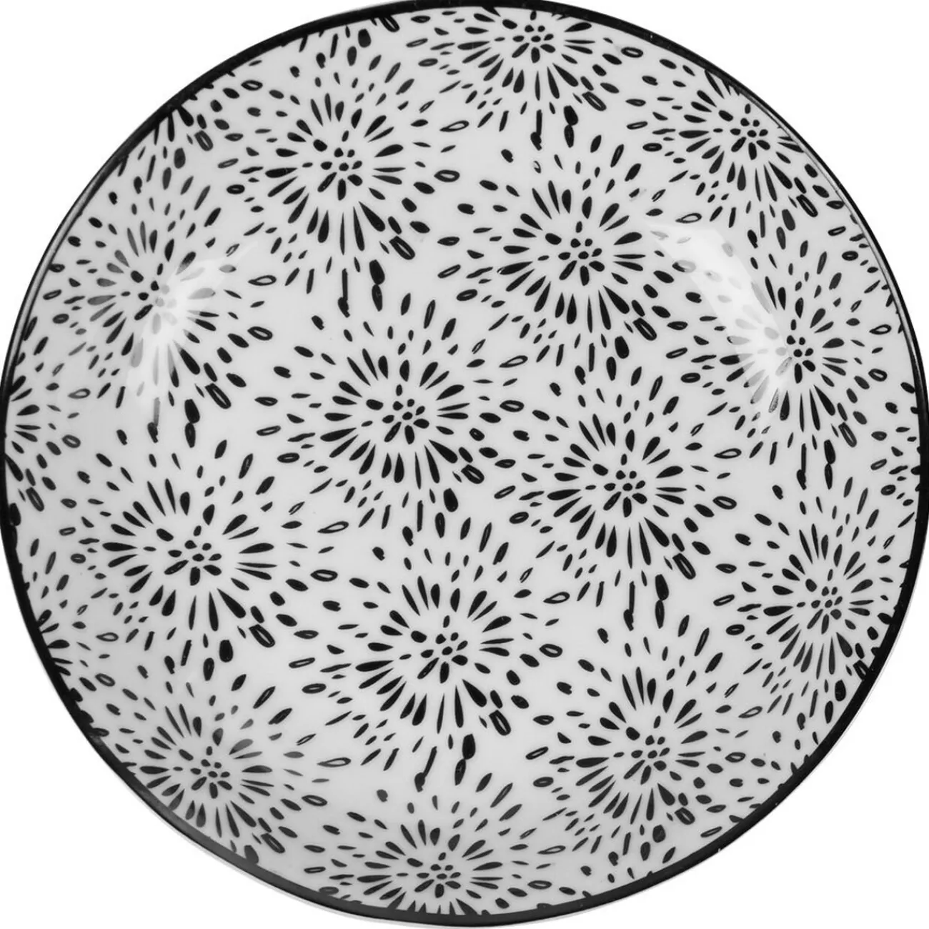 Gifi Assiette creuse ronde blanche et noire Sara
